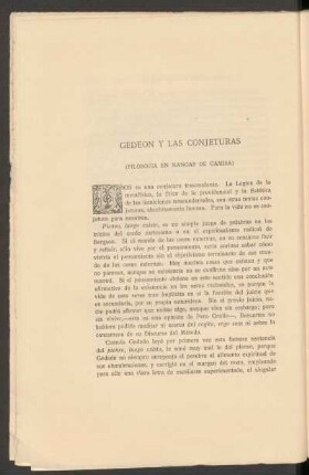 Gedeón y las conjeturas : (Filosofía en mangas de camisa)