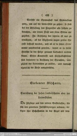 Siebenter Abschnitt. Einrichtung der hohen Landesschulen oder der Universitäten