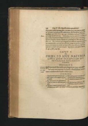 Caput V. De Obiecto Sive Materia Circa Quam Occupatum Est Privilegium Repraesentationis.