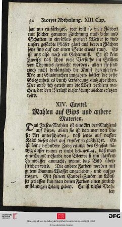 XIV. Kapitel: Mahlen auf Gips und andere Materien