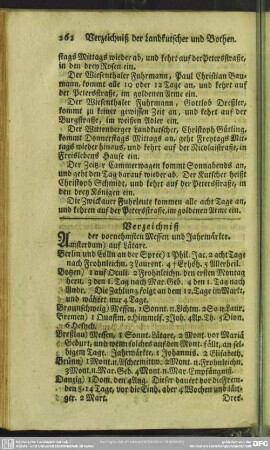 Verzeichniß der vornehmsten Messen und Jahrmärkte