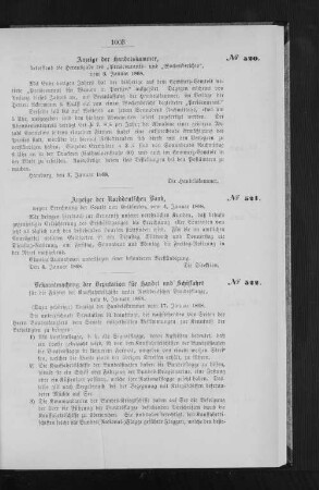 Anzeige der Norddeutschen Bank, wegen Berechnung der Course von Geldforten, vom 4. Januar 1868.