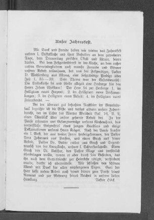 Unser Jahresfest.