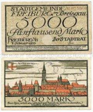 Notgeld der Stadt Freiburg im Breisgau, 5000 Mark