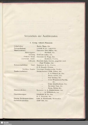 Verzeichnis der Ausführenden