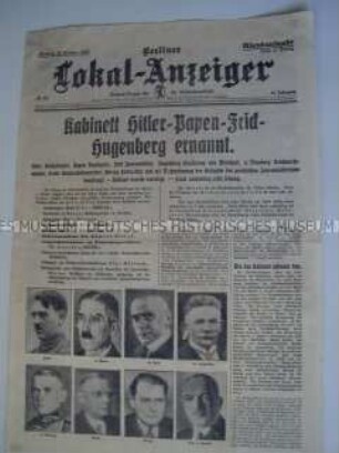 "Berliner Lokal-Anzeiger" zur Bildung der Hitler-Regierung am 30. Januar 1933