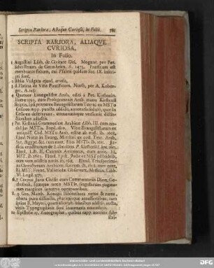 [XLVII.] Scripta Rariora, Aliaque Curiosa.
