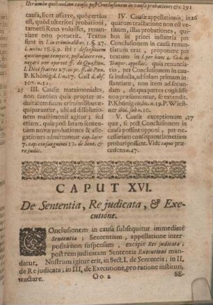 Caput XVI. De Sententia, Re judicata, & Executione.
