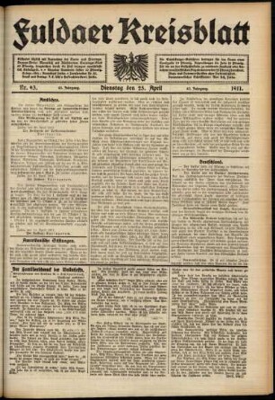 Ausgabe vom Dienstag, den 25. April 1911.