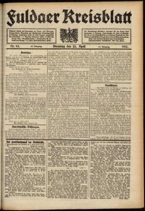 Ausgabe vom Dienstag, den 25. April 1911.