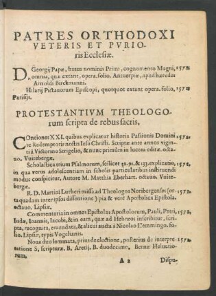 Protestantium Theologorum scripta de rebus sacris.