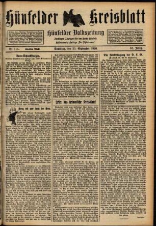Zweite Ausgabe vom Samstag, den 25. September 1926.