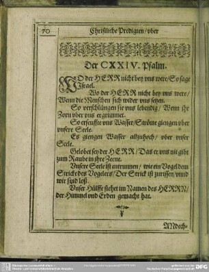 Der CXXIV. Psalm