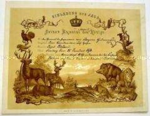 Einladung für Leopold Hermann von Boyen zur kaiserlichen Jagd