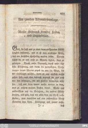Am zweiten Adventssonntage. Weiser Gebrauch fremder Leiden und Unglücksfälle.