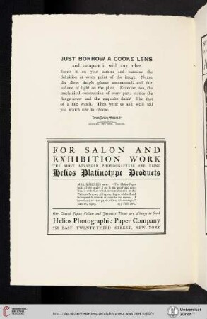 Helios Photographic Paper Company [Helios Platinotype Products]