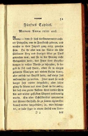 Fünftes Capitel. Madam Anna tritt auf.
