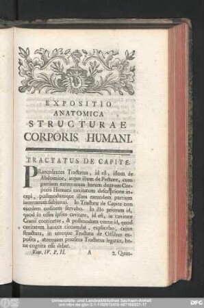 Expositio Anatomica Structurae Corporis Humani. Tractatus De Capite.