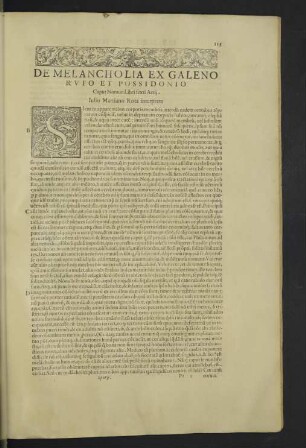 De melancholia ex Galeno rufo et possidonio