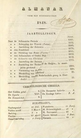 Kalender voor 1848
