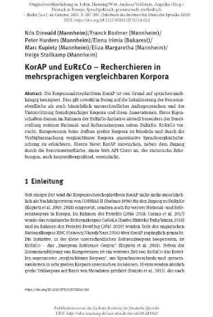 KorAP und EuReCo – Recherchieren in mehrsprachigen vergleichbaren Korpora