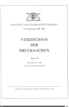 133: Landtag Baden-Württemberg, Beilagen, 1982-1983, Bd. 18