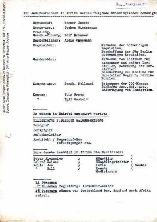 Liste Außenaufnahmen Afrika
