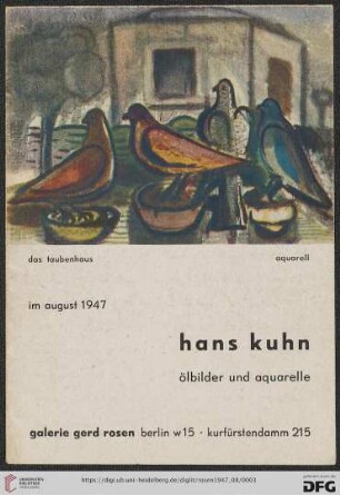 Hans Kuhn : Ölbilder und Aquarelle : im August 1947