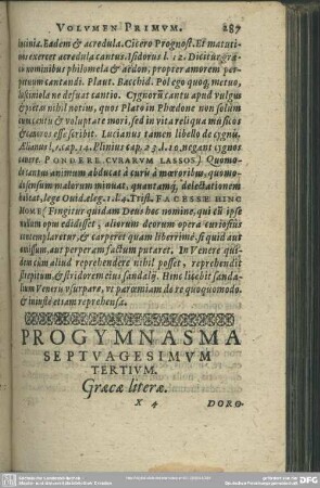 Progymnasma Septuagesimum Tertium. Graecae literae