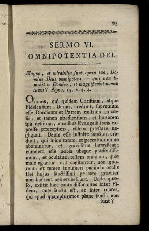 Sermo VI. Omnipotentia Dei.
