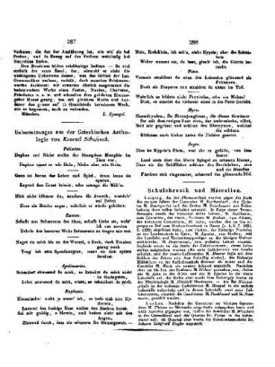 Uebersetzungen aus der Griechischen Anthologie