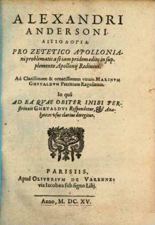 Aitiologia pro Zeletico Apolloniani problematis