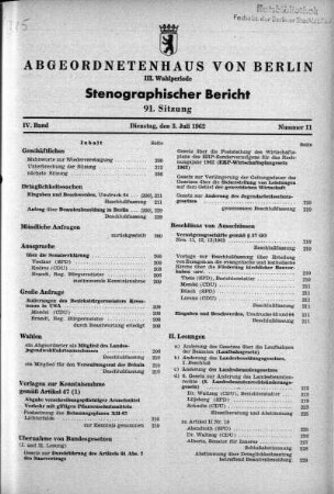 Nr. 11 (91), 3. Juli 1962