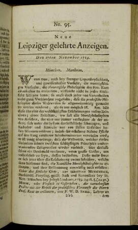 No. 95. Den 27ten November 1789.