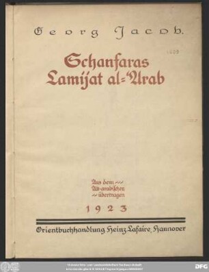 [Hauptbd.]: Lāmīyat al-ʿarab 