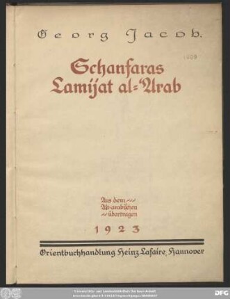 [Hauptbd.]: Lāmīyat al-ʿarab <dt.>