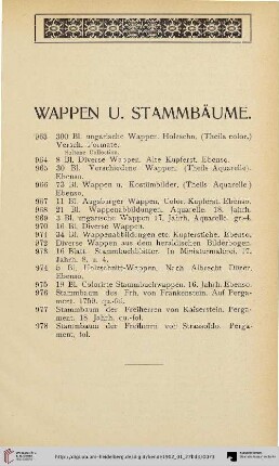 Wappen u. Stammbäume (Nr. 963-978)
