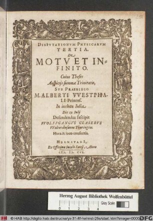 Disputationum Physicarum Tertia. De Motu Et Infinito