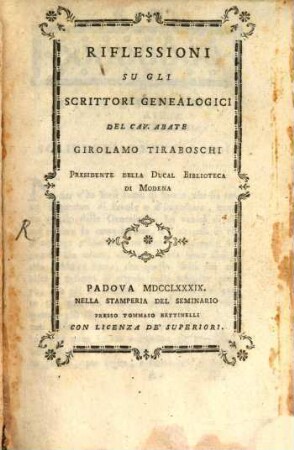 Riflessioni su gli scrittori genealogici