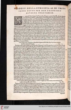 Viaggio nella Ethiopia al re preterianni fatto per Don Francesco Alvarez portughese