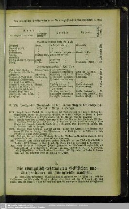 G. Die evangelisch-reformirten Geistlichen und Kirchendiener im Königreiche Sachsen
