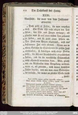 XXIII. Nachsicht, die man von dem Zuschauer erwartet.