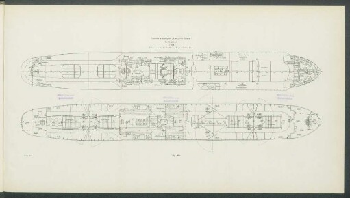 Trunkdeck-Dampfer „Kronprins Gustaf" Deckspläne.