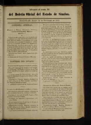 Alcance al Num.33 del Boletin Oficial del Estado de Sinaloa.