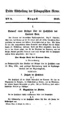 Entwurf eines Gesetzes über die Hochschule des Cantons Bern
