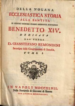 Della Nolana Ecclesiastica Storia. 1