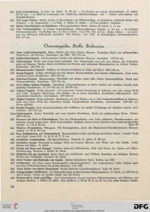 Orientteppiche, Stoffe, Stickereien (Nr. 235-272)