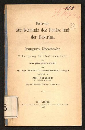 Beiträge zur Kenntnis des Honigs und der Dextrine