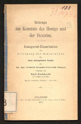 Beiträge zur Kenntnis des Honigs und der Dextrine