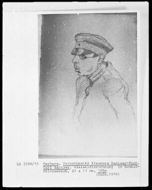 Zeichnung in einem Kommiß-Skizzenbuch: Soldatenporträt